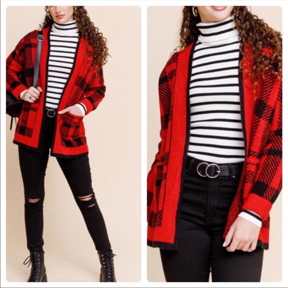 Francesca’s | Harper Dani Plaid Long Cardigan